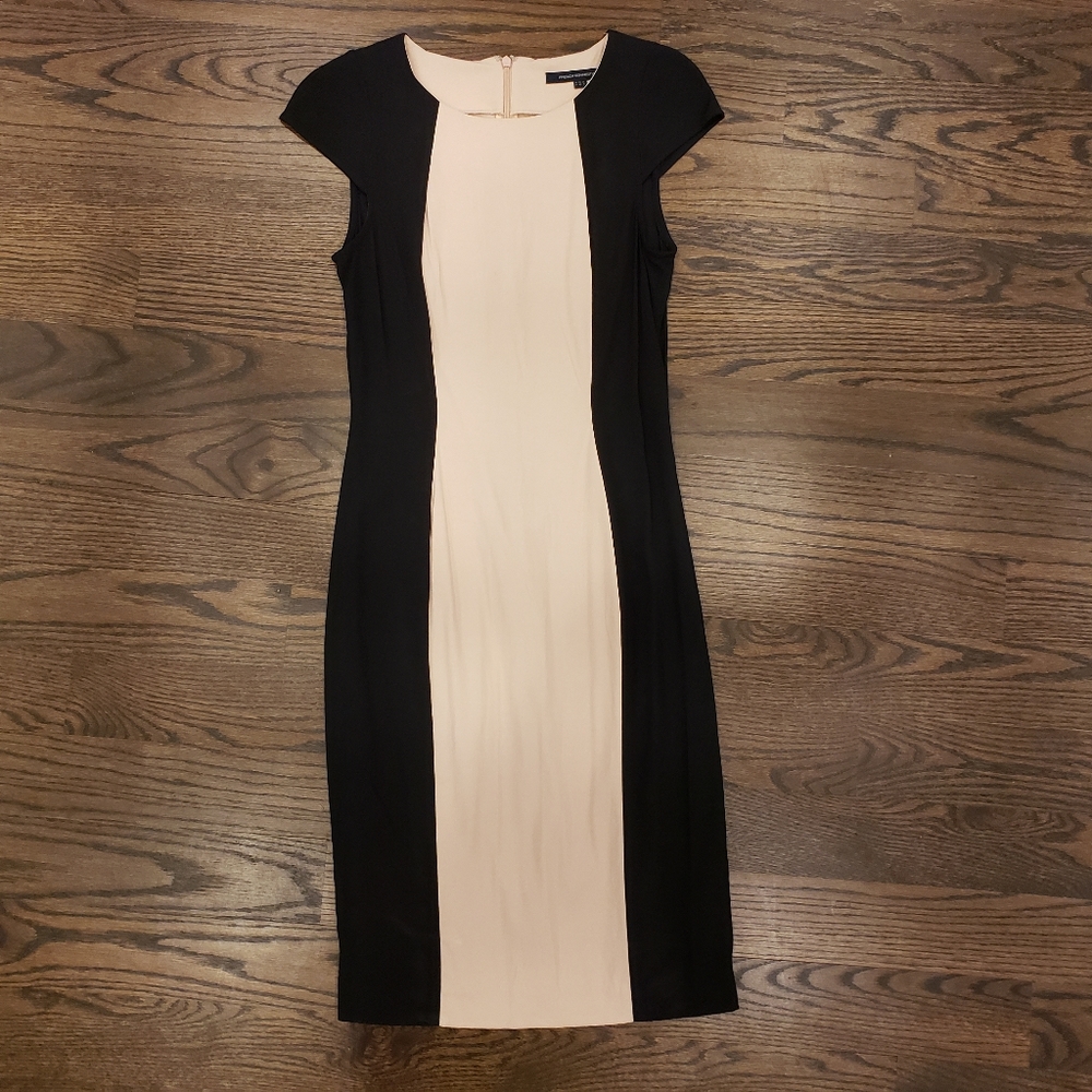 French Connection Pink Black Dress Cap Sleeves
